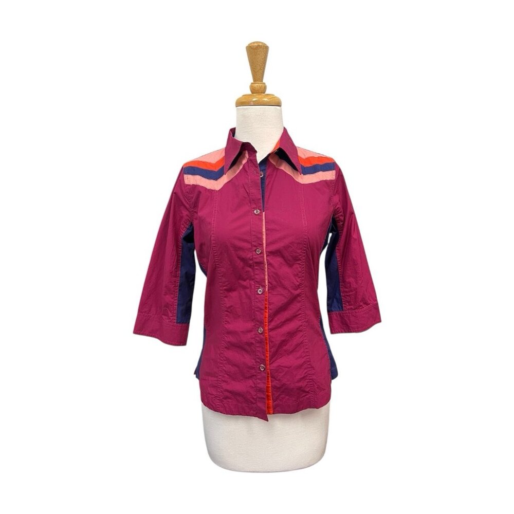 Oilily Womens Button Down Shirt Size 34 XS Purple Top